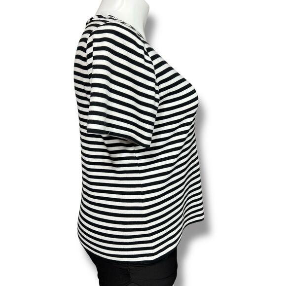 Vintage Three Flaggs Womens Knit T Shirt Top Short Sleeve Pullover Striped Large - Picture 2 of 8